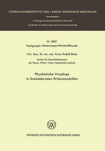 Cover image for Physikalische Vorgange in Dreielektroden-Widerstandsoefen