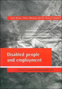 Cover image for Disabled people and employment: A review of research and development work