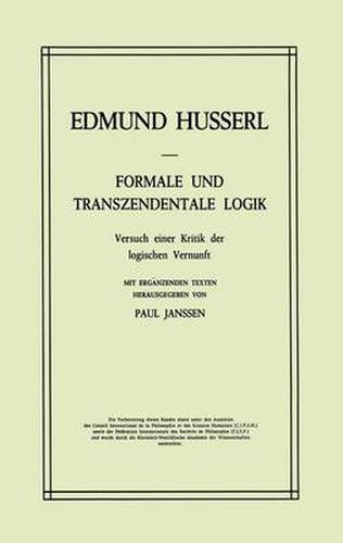 Cover image for Formale und Transzendentale Logik: Versuch einer Kritik der logischen Vernunft