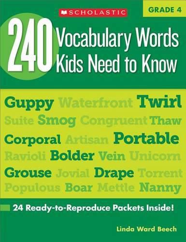 Cover image for 240 Vocabulary Words Kids Need to Know: Grade 4: 24 Ready-To-Reproduce Packets Inside!
