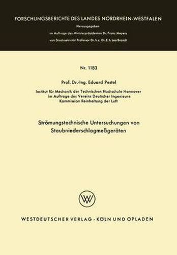 Cover image for Stroemungstechnische Untersuchungen Von Staubniederschlagsmessgeraten