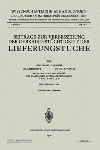 Cover image for Beitrage Zur Verbesserung Der Gebrauchstuchtigkeit Der Lieferungstuche