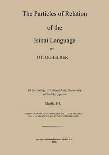 Cover image for The Particles of Relation of the Isinai Language