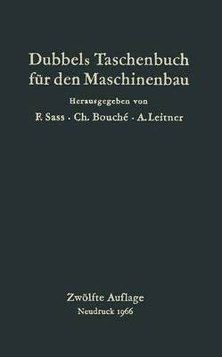 Cover image for Dubbels Taschenbuch fur den Maschinenbau