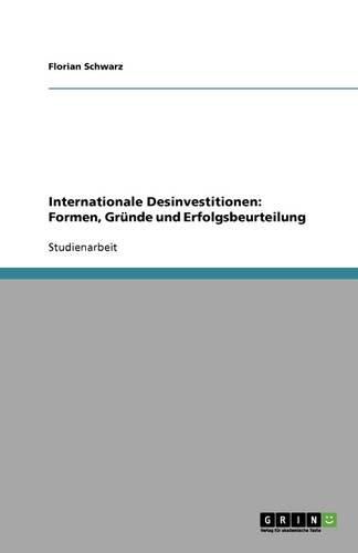 Cover image for Internationale Desinvestitionen: Formen, Grunde und Erfolgsbeurteilung