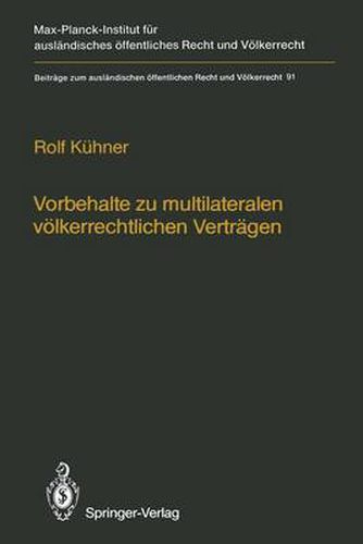 Cover image for Vorbehalte zu multilateralen voelkerrechtlichen Vertragen / Reservations to Multilateral Treaties