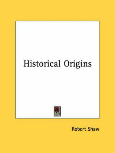 Cover image for Historical Origins (1892)