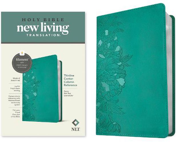 NLT Thinline Center-Column Reference Bible, Filament-Enabled Edition (Leatherlike, Peony Rich Teal, Red Letter)