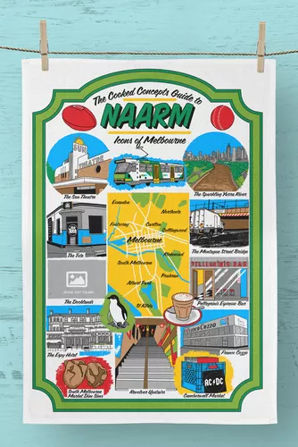 Cover image for Icons of Naarm Melbourne Tea Towel