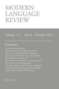 Cover image for Modern Language Review (111: 4) October 2016