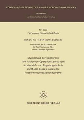 Cover image for Erwieterung Der Bandbreite Von Fluidischen Operationsverstarkern Fur Die Mess - Und Regelungstechnik Durch Den Einsatz Spezieller Phasenkompensationsnetzwerke