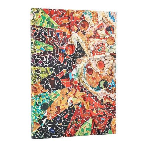 Cover image for 2026 Gaudi's Sun (Gaudi's Mosaics) Midi 12-month Vertical Hardcover Flexi Dayplanner 2026 (Wrap Closure)
