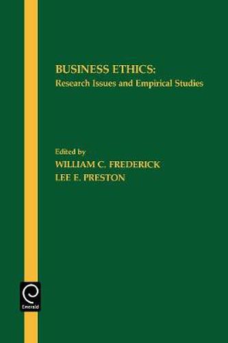 Cover image for Business Ethics: Research Issues and Empirical Studies