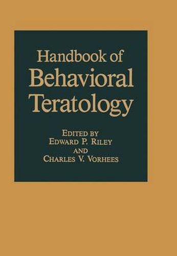 Cover image for Handbook of Behavioral Teratology