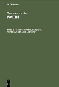 Cover image for Handschriftenubersicht. Anmerkungen und Lesarten