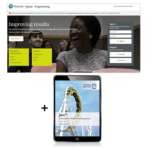 Cover image for Java: An Introduction to Problem Solving and Programming, Global Edition -- MyLab Programming with Pearson eText