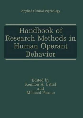 Cover image for Handbook of Research Methods in Human Operant Behavior