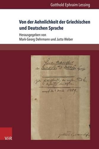 Cover image for Von Der Aehnlichkeit Der Griechischen Und Deutschen Sprache