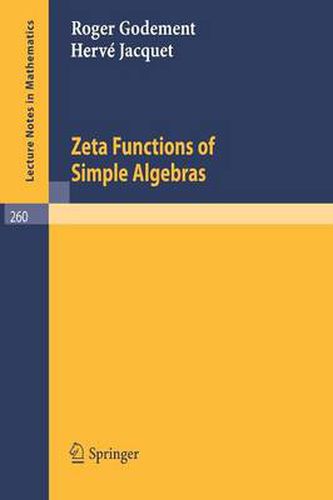 Cover image for Zeta Functions of Simple Algebras