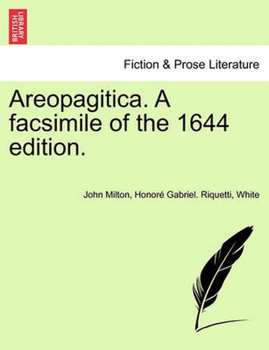 Cover image for Areopagitica. a Facsimile of the 1644 Edition.