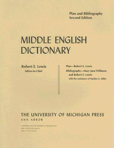 Cover image for Middle English Dictionary: Plan and Bibliography