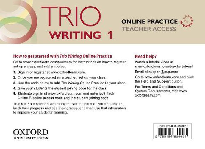 Cover image for Trio Writing: Level 1: Online Practice Teacher Access Card: Building Better Writers...From The Beginning