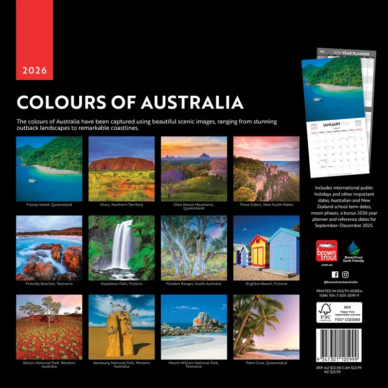 Colours of Australia 2026 Square Calendar