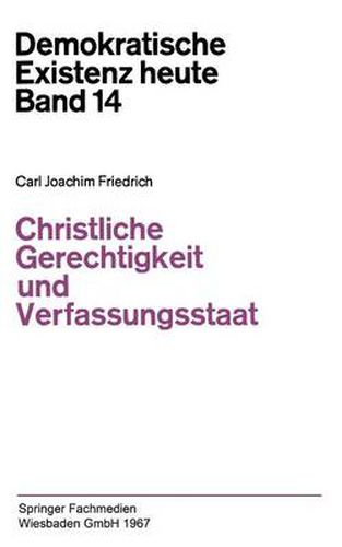 Cover image for Christliche Gerechtigkeit Und Verfassungsstaat