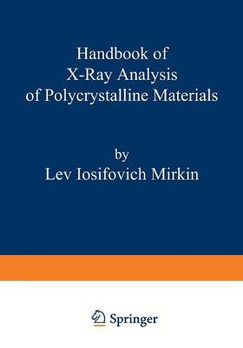 Cover image for Handbook of X-Ray Analysis of Polycrystalline Materials