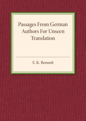 Cover image for Passages from German Authors for Unseen Translation