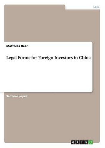 Cover image for Legal Forms for Foreign Investors in China