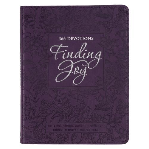 Cover image for Finding Joy - 366 Devotions, Purple Floral Faux Leather Devotional for Women