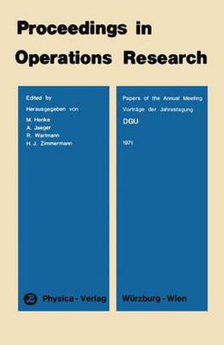 Cover image for DGU: Vortrage der Jahrestagung 1971 / Papers of the Annual Meeting 1971