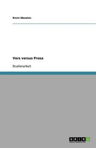 Cover image for Vers versus Prosa