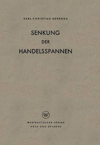 Cover image for Senkung Der Handelsspannen