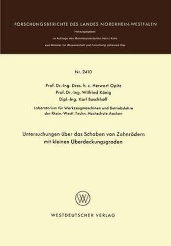 Cover image for Untersuchungen UEber Das Schaben Von Zahnradern Mit Kleinen UEberdeckungsgraden