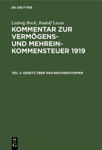 Cover image for Gesetz UEber Das Reichsnotopfer