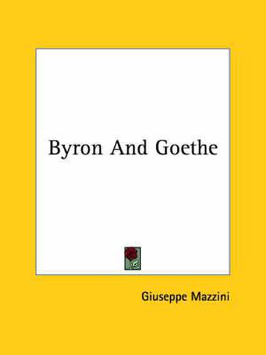 Cover image for Byron and Goethe