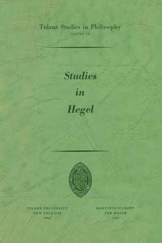 Studies in Hegel: Reprint 1960