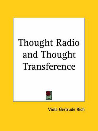 Cover image for Thought Radio and Thought Transference (1927)