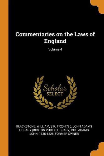 Cover image for Commentaries on the Laws of England; Volume 4