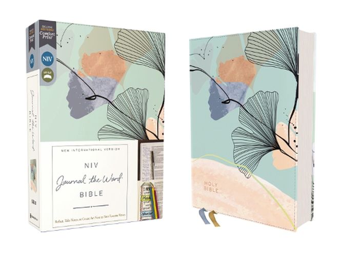 Cover image for NIV, Journal the Word Bible (Perfect for Note-Taking), Leathersoft, Teal/Floral, Red Letter, Comfort Print