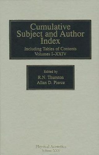 Cover image for Cumulative Subject and Author Index, Including Tables of Contents Volumes 1-23