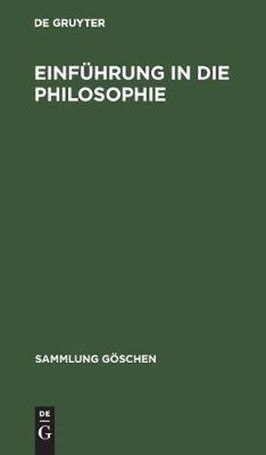 Cover image for Einfuhrung in die Philosophie