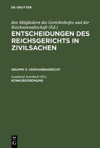 Entscheidungen des Reichsgerichts in Zivilsachen, Konkursordnung