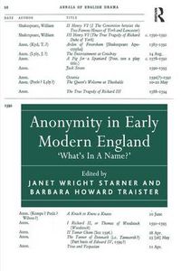 Cover image for Anonymity in Early Modern England: What's In A Name?