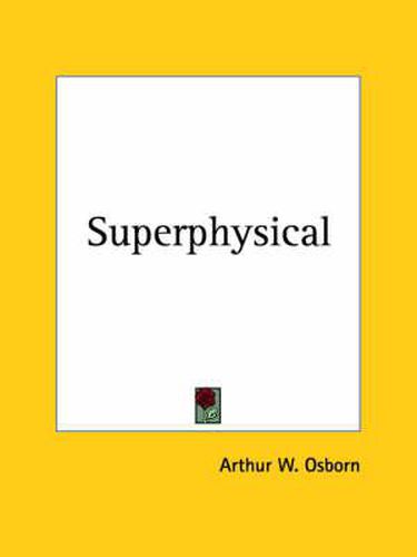 Cover image for Superphysical (1937)