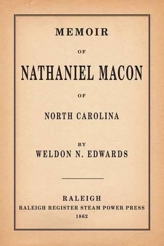 Cover image for Memoir of Nathaniel Macon of North Carolina