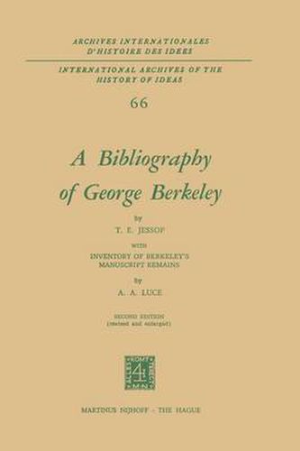 A Bibliography of George Berkeley: With Inventory of Berkeley's Manuscript Remains