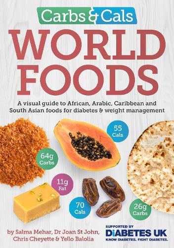 Cover image for Carbs & Cals World Foods: A visual guide to African, Arabic, Caribbean and South Asian foods for diabetes & weight management